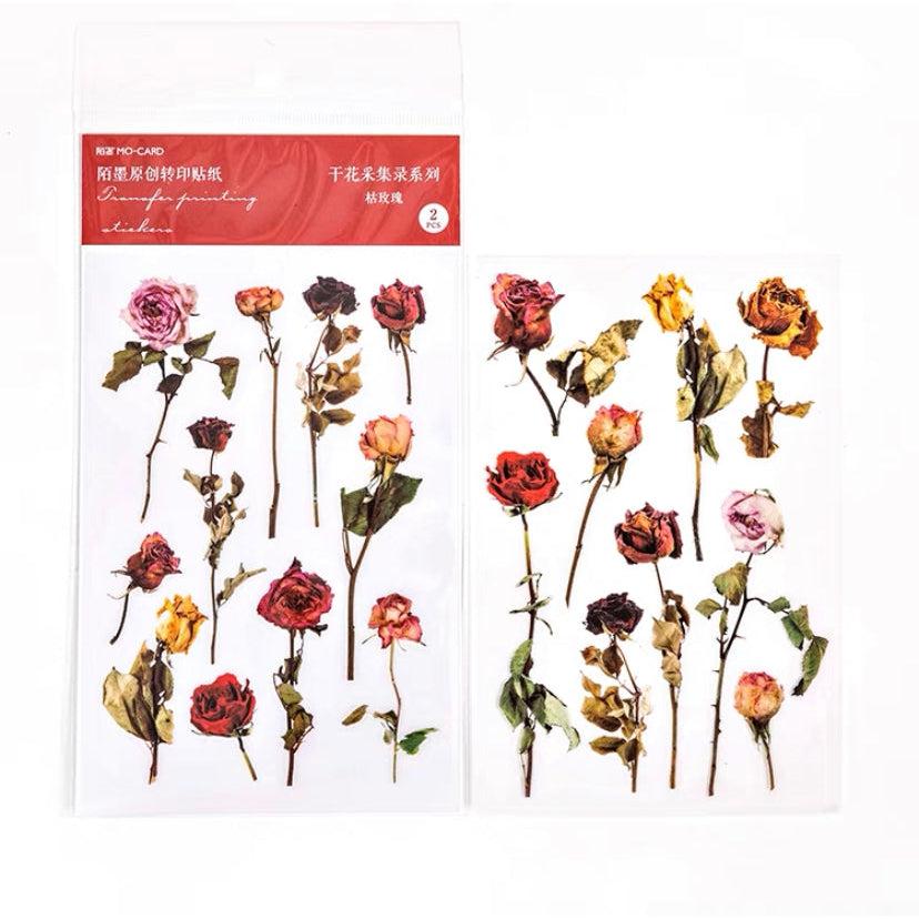 Print-on Flower Stickers Sheets, Flora Botanical Plant Sticker Sheets