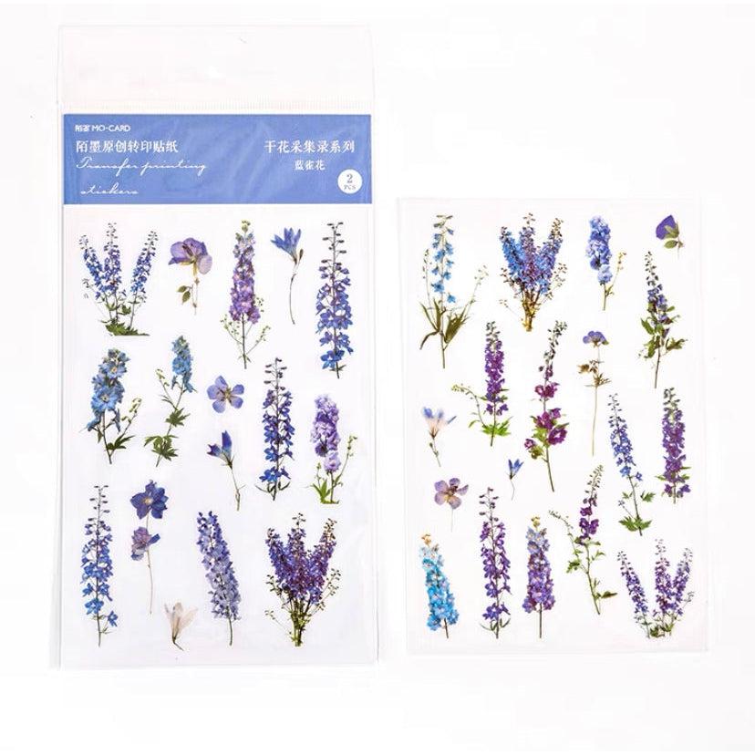 Print-on Flower Stickers Sheets, Flora Botanical Plant Sticker Sheets