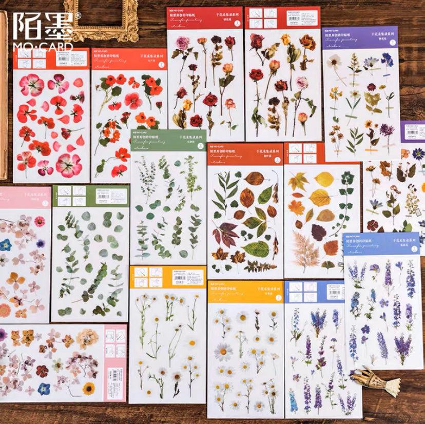 Print-on Flower Stickers Sheets, Flora Botanical Plant Sticker Sheets