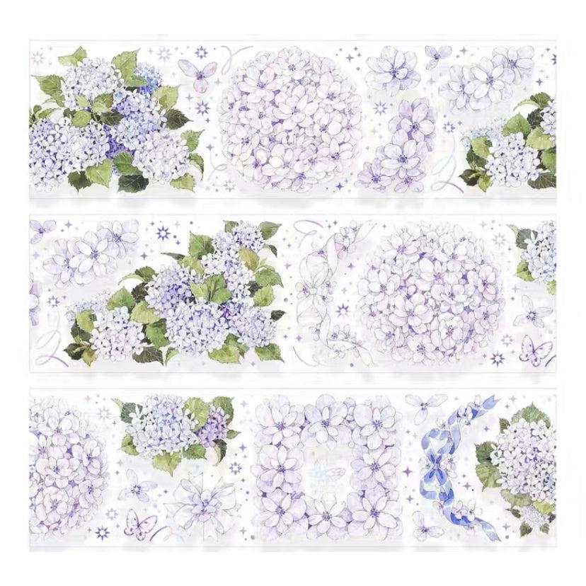 Purple Florals Washi Tapes/ Hydrangea Washi Tape Sample, Hydrangea Flower Stickers