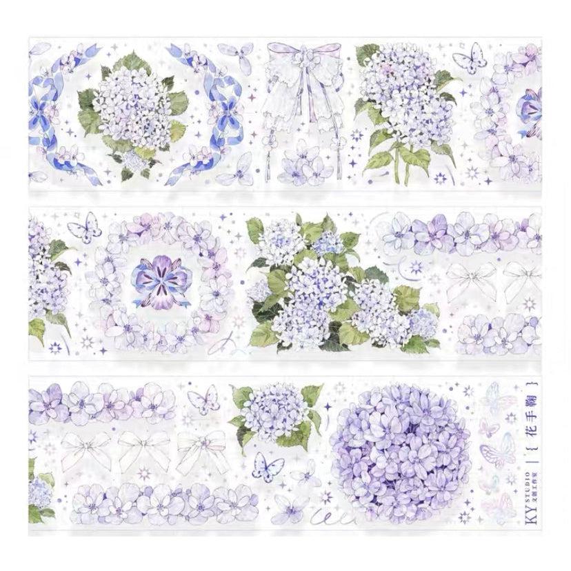 Purple Florals Washi Tapes/ Hydrangea Washi Tape Sample, Hydrangea Flower Stickers