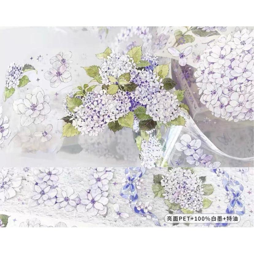 Purple Florals Washi Tapes/ Hydrangea Washi Tape Sample, Hydrangea Flower Stickers