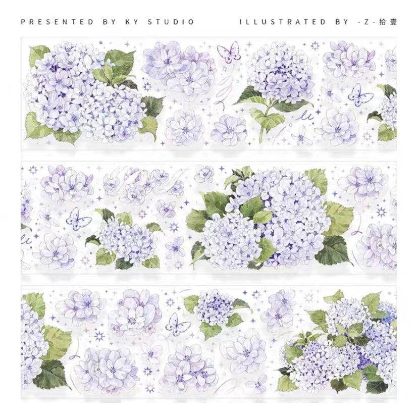 Purple Florals Washi Tapes/ Hydrangea Washi Tape Sample, Hydrangea Flower Stickers