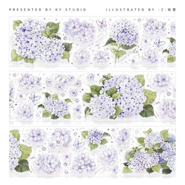 Purple Florals Washi Tapes/  Hydrangea Washi Tape Sample, Hydrangea Flower Stickers