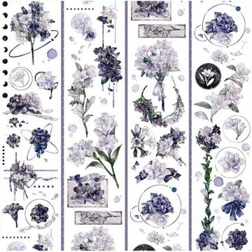 Purple Florals Washi Tapes/ “Lily Serenade” Washi Tape Sample, Flower Stickers