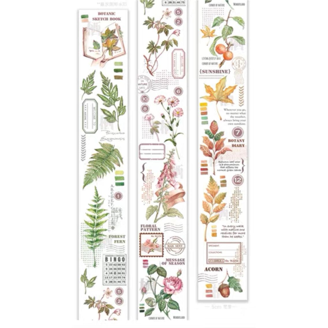 Qiqiyu Vol.2 Flowers and Plants Themed Washi Tape, Watercolor Florals Stickers