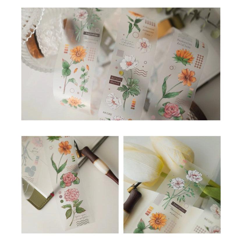 Qiqiyu Vol.5 Flowers PET Tape, Florals Stickers, Sunflower Tape