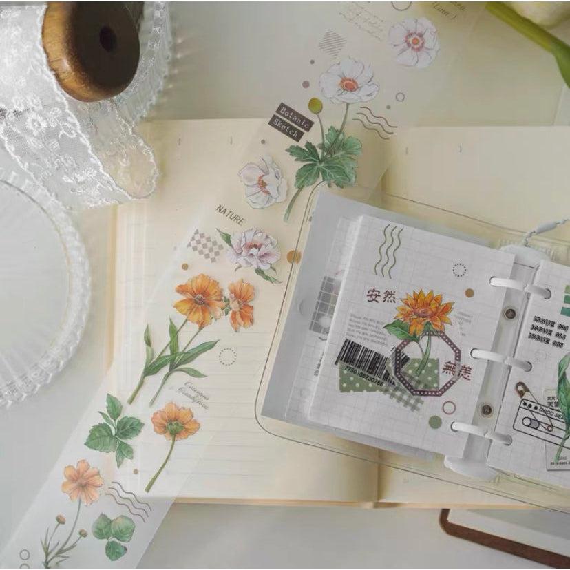 Qiqiyu Vol.5 Flowers PET Tape, Florals Stickers, Sunflower Tape