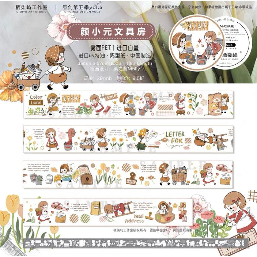 Qiqiyu Vol.5 Girls and Stationery Tape, Girls Stickers, Traveling Girl Tapes