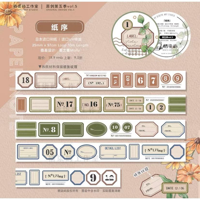 Qiqiyu Vol.5 Tags and Labels Themed Washi Tape, Tag Stickers