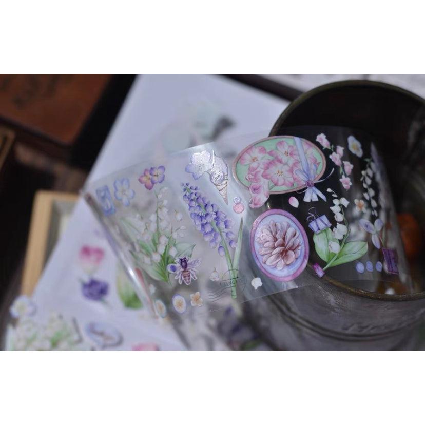 Rabbit and Florals PET Tapes, Washi Tapes, Flower Stickers designed by 壹洱 studio