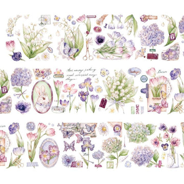 Rabbit and Florals PET Tapes, Washi Tapes, Flower Stickers designed by 壹洱 studio