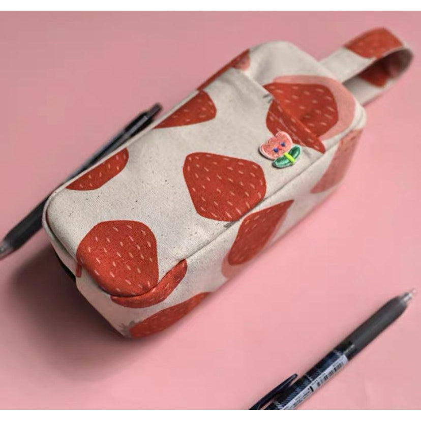 Red Fruit Cotton Pencil Case Stationery Cases