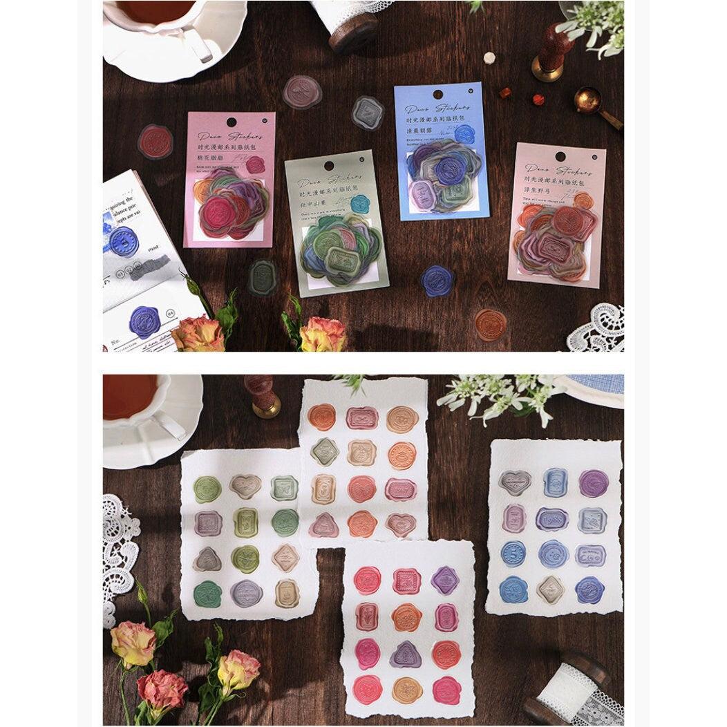 Seal Wax Stickers Pack, 40pcs PET Wax Seals Stamp Stickers