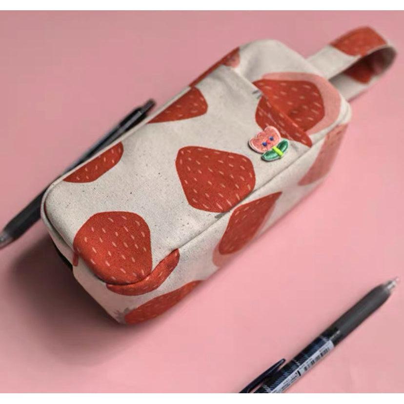 Strawberry Cotton Pencil Case Stationery Cases