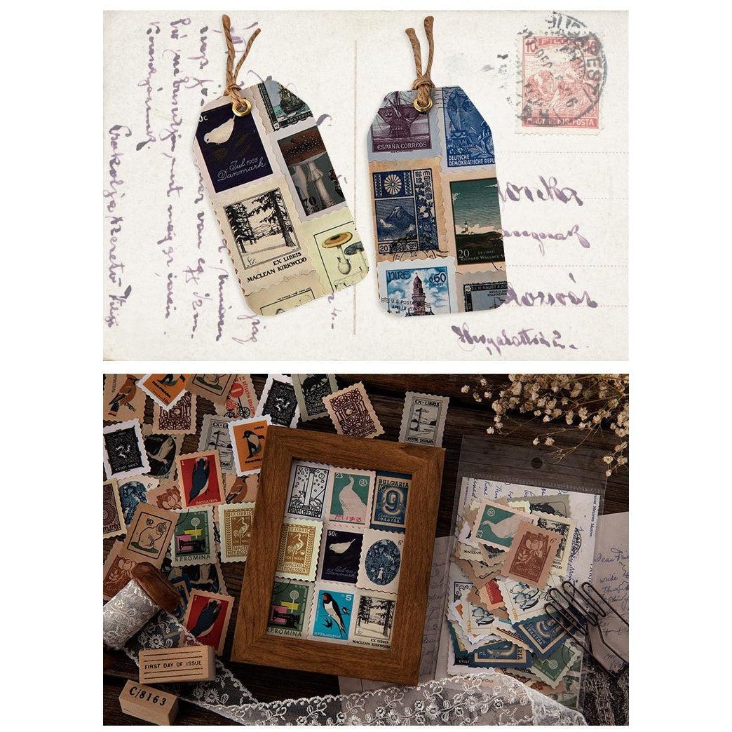 Vintage Stamps Stickers Pack, Junk Journal Stickers