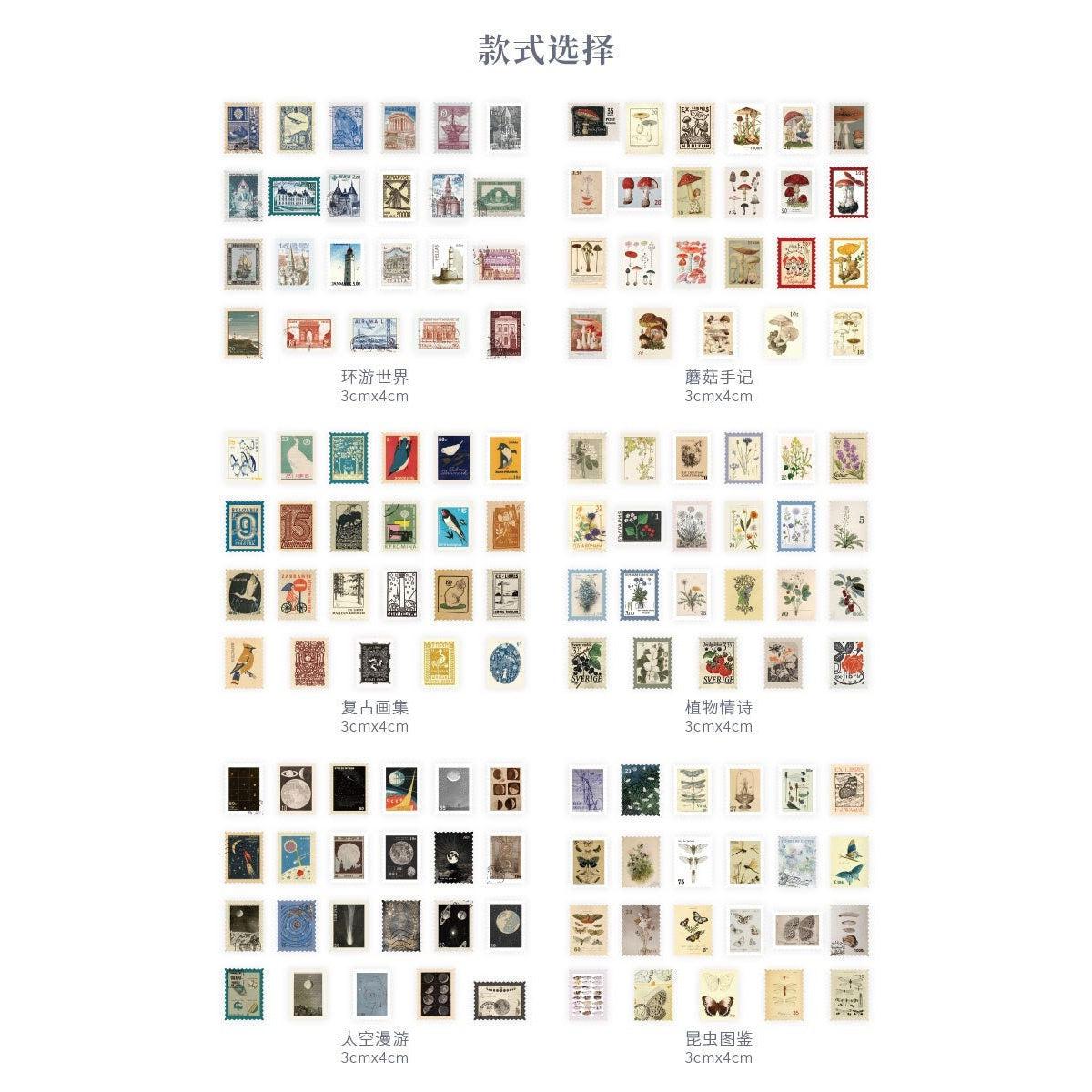 Vintage Stamps Stickers Pack, Junk Journal Stickers