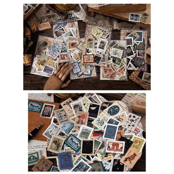 Vintage Stamps Stickers Pack, Junk Journal Stickers