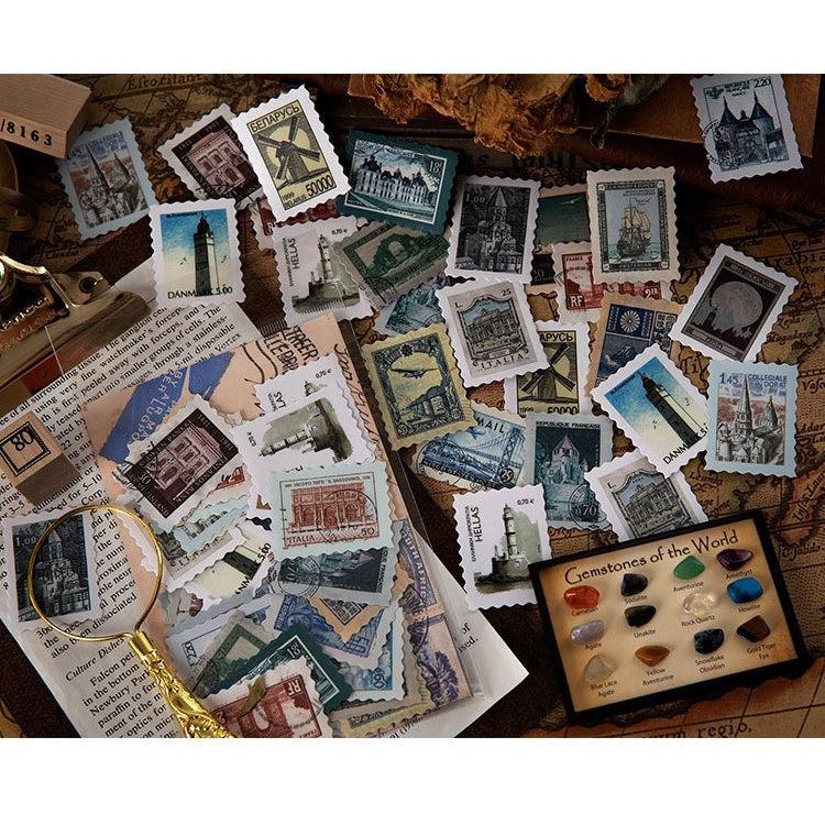 Vintage Stamps Stickers Pack, Junk Journal Stickers