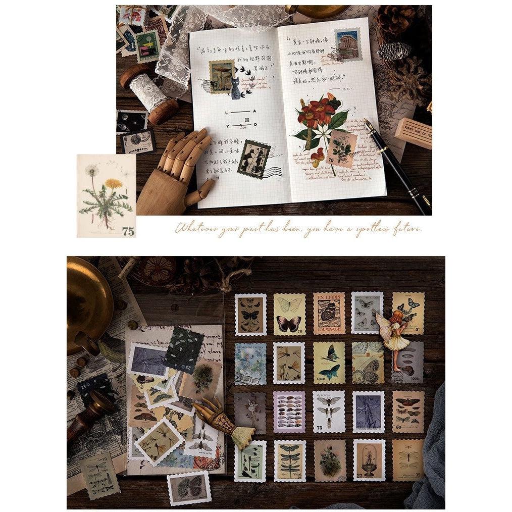 Vintage Stamps Stickers Pack, Junk Journal Stickers