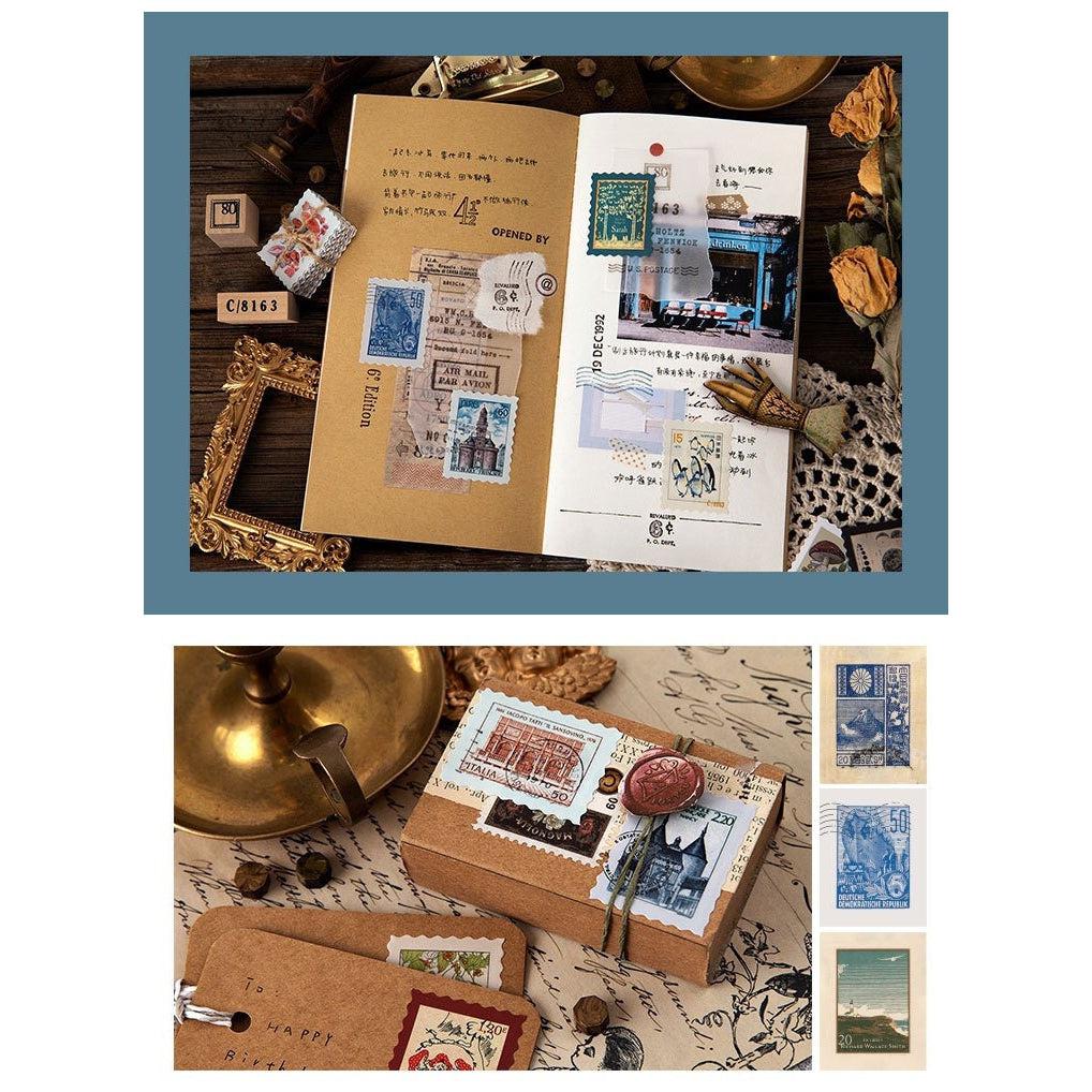 Vintage Stamps Stickers Pack, Junk Journal Stickers