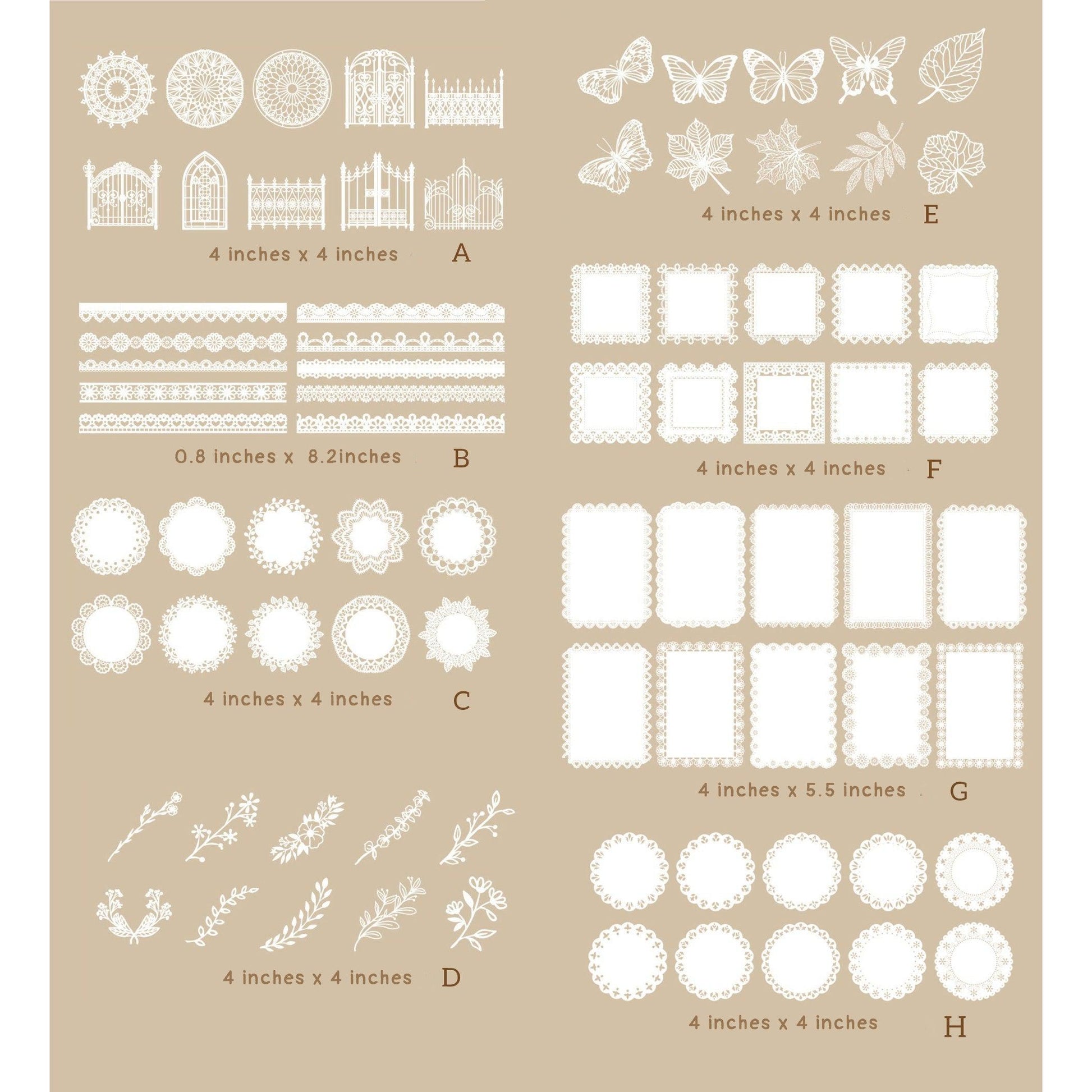 White Hollow Paper Lace Sets, Lace Ephemera