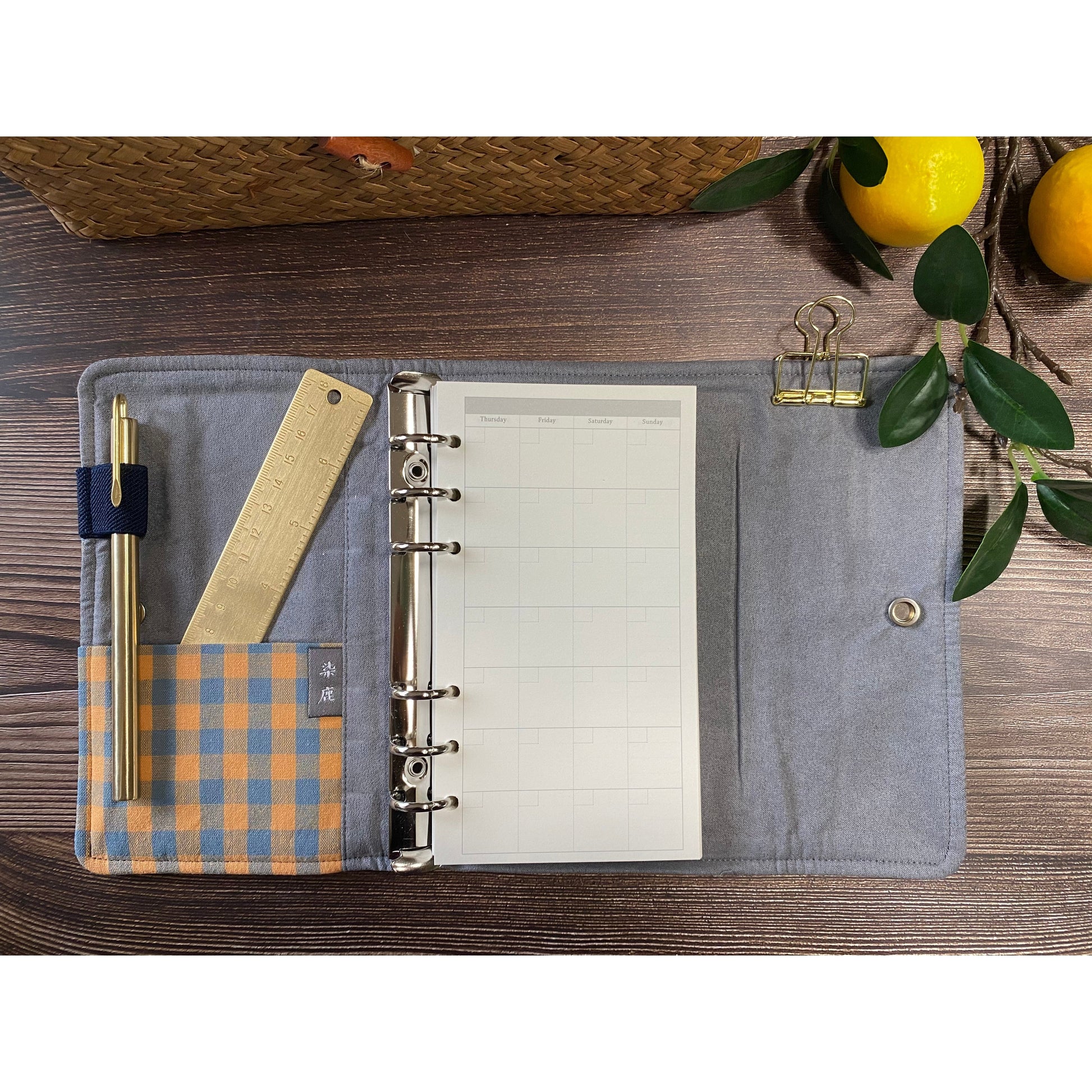 Yellow Check Bullet Journal, Ring Binder, Traveler’s Journals