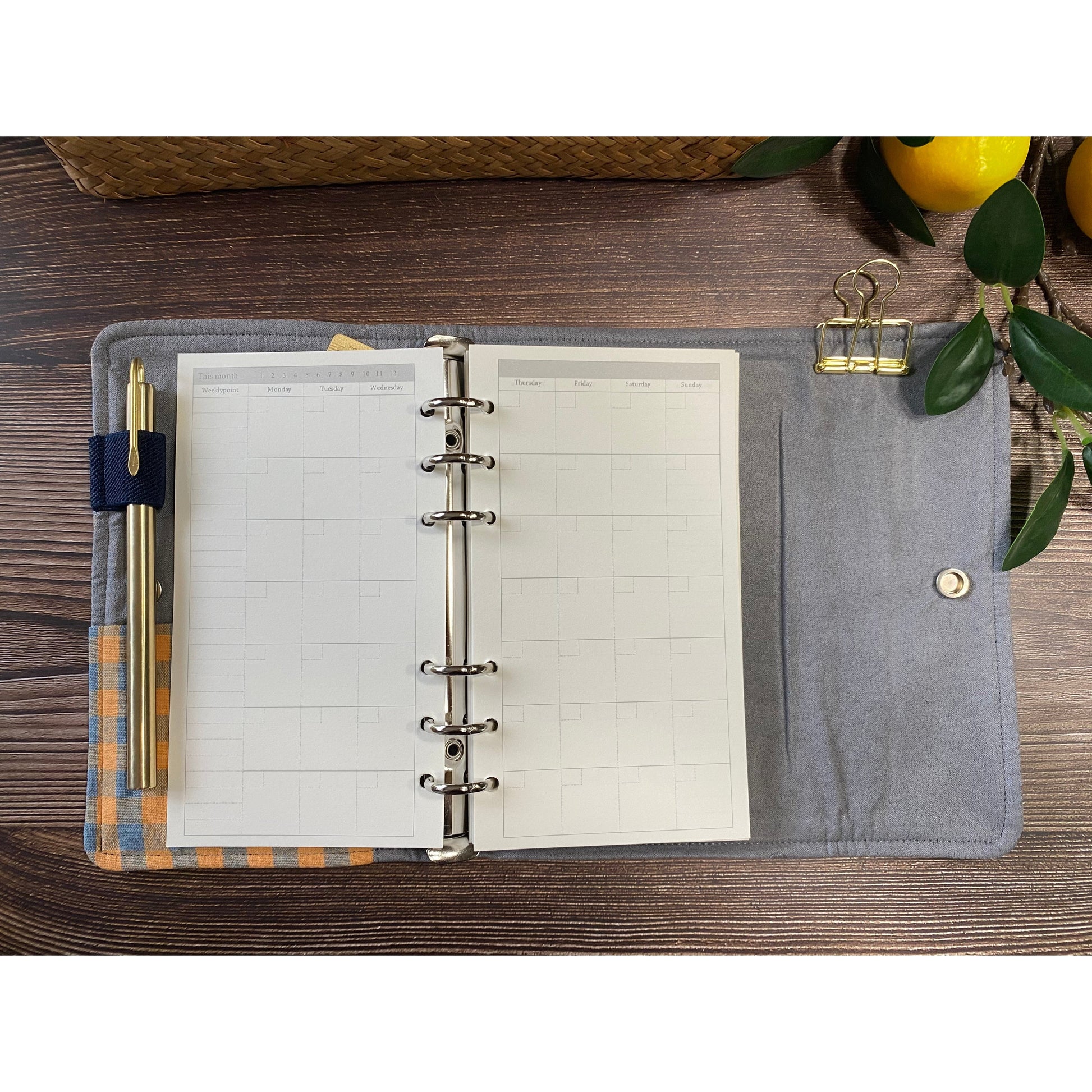 Yellow Check Bullet Journal, Ring Binder, Traveler’s Journals