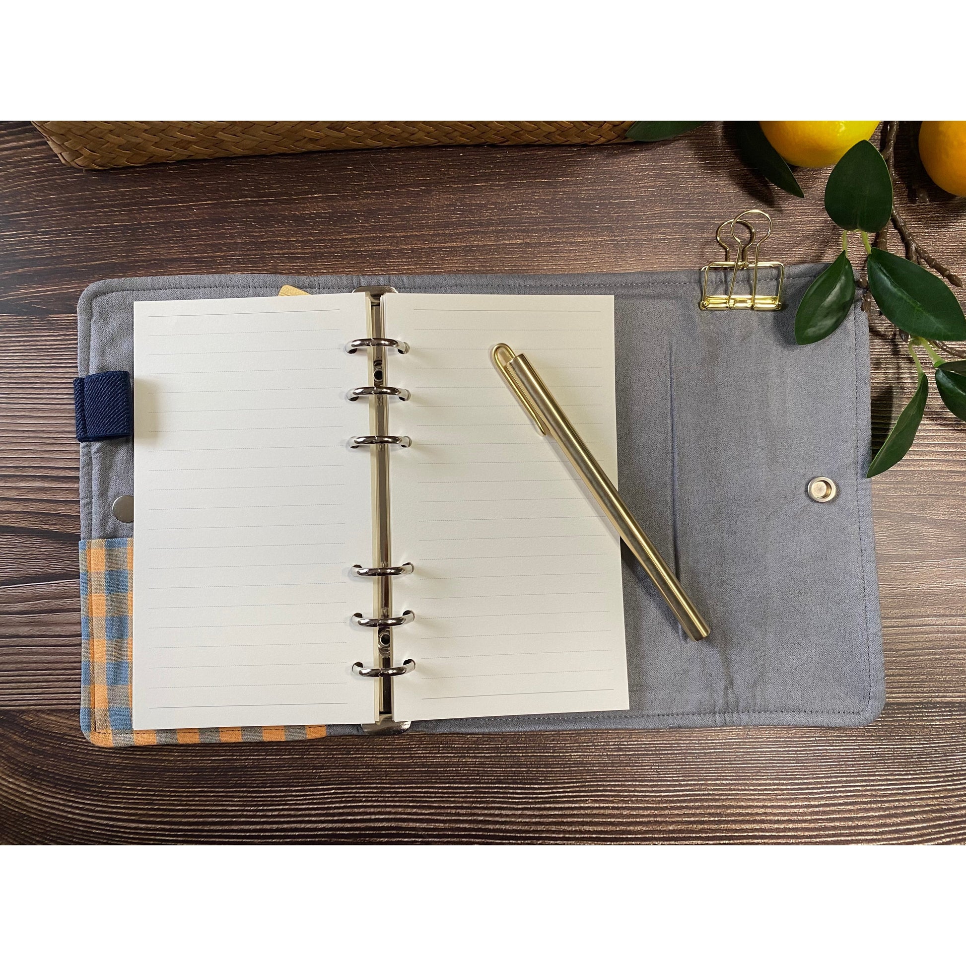 Yellow Check Bullet Journal, Ring Binder, Traveler’s Journals