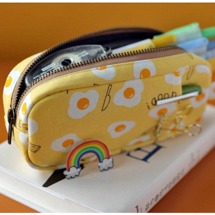 Yellow Plaid Cotton Pencil Case Stationery Cases