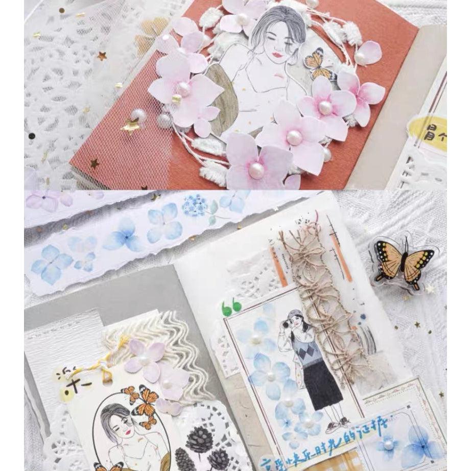 Yuanzi / Hydrangea Tapes, Hydrangea Stickers, Flower Tapes, Journal stickers