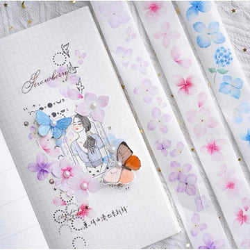 Yuanzi / Hydrangea Tapes, Hydrangea Stickers, Flower Tapes, Journal stickers