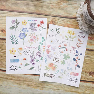 Yuanzi / Watercolor Botanical Stickers, Floral stickers