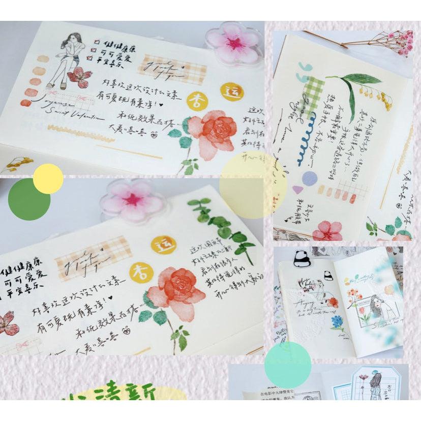 Yuanzi / Watercolor Spring Flowers Stickers,Journal stickers