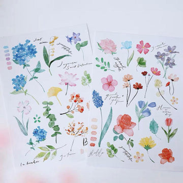 Yuanzi / Watercolor Spring Flowers Stickers,Journal stickers
