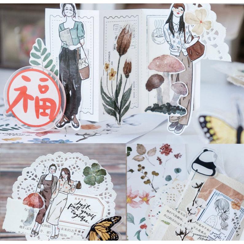 Yuanzi / Watercolor Vintage Flowers Stickers,Journal stickers