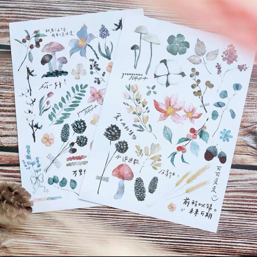 Yuanzi / Watercolor Vintage Flowers Stickers,Journal stickers